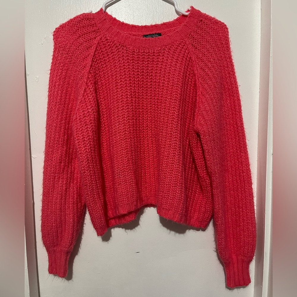 Wild Fable Vibrant Bright Coral Crew Neck Sweater